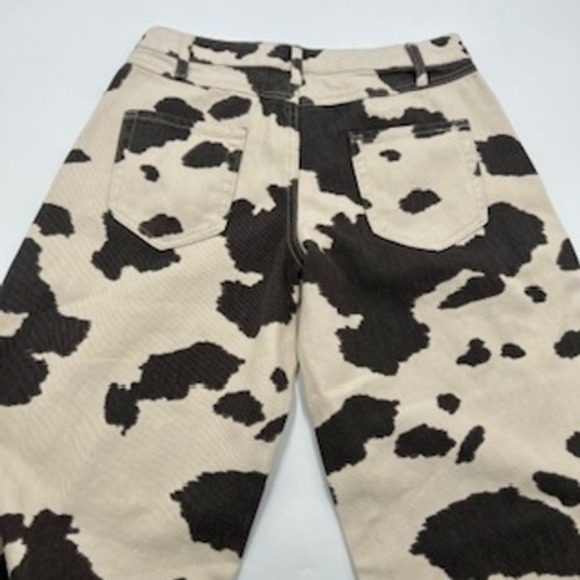 Wild Fable Womens Brown Cow Print High Rise Wide Leg Denim Pants XS New - Picture 6 of 13
